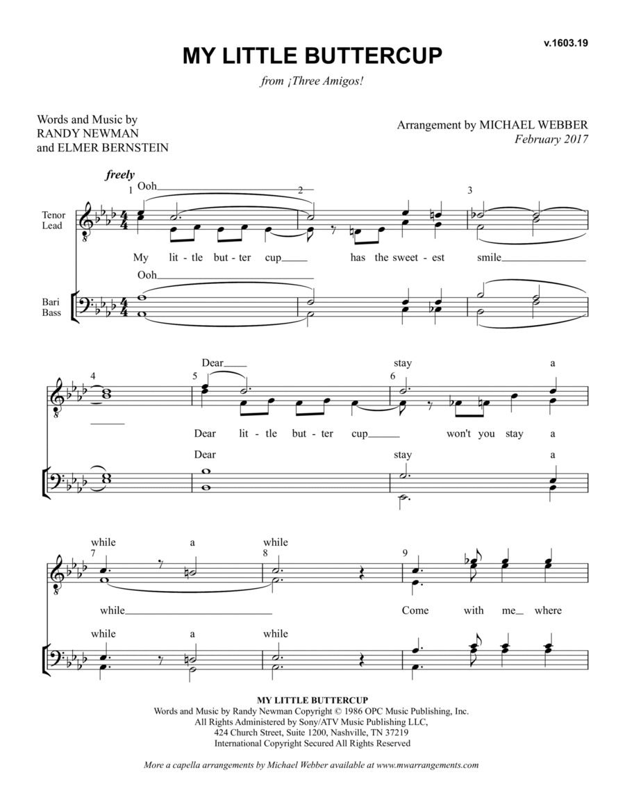 My Little Buttercup TTBB scores gallery preview page 1