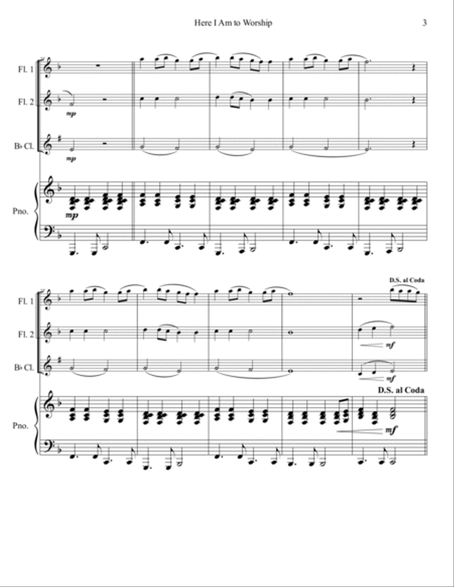 Here I Am To Worship (light Of The World) B-Flat Clarinet scores gallery preview page 4