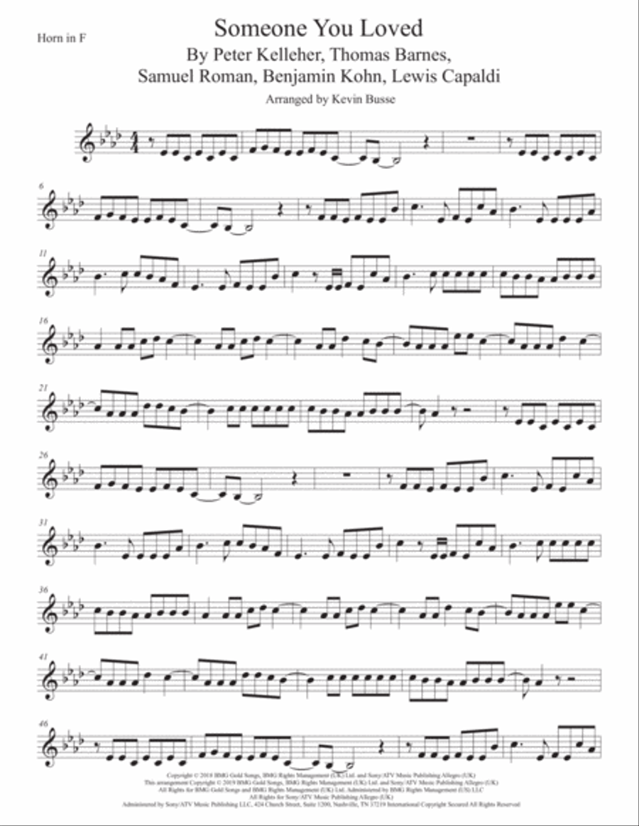 Someone You Loved Horn Solo scores gallery preview page 1