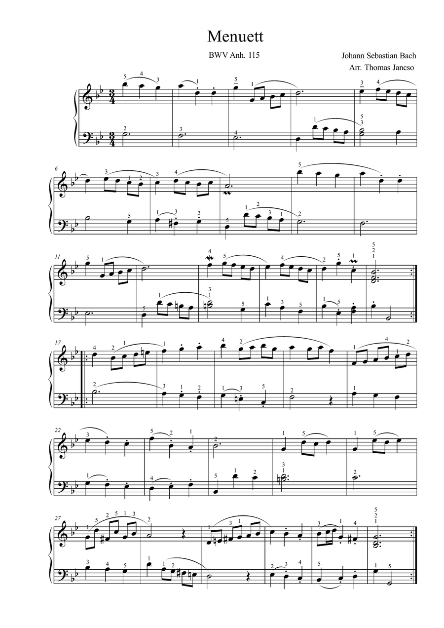 Minuet in G minor Piano Solo scores gallery preview page 1