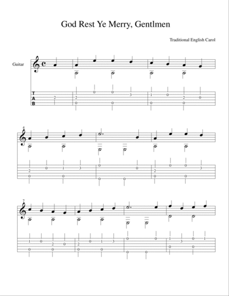 Easy Finger-Style Christmas (TAB) Guitar Tablature scores gallery preview page 5
