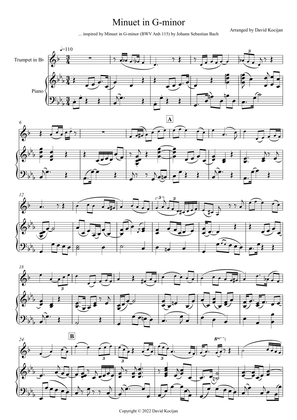 Book cover for Minuet in G-minor (trumpet in Bb & piano)