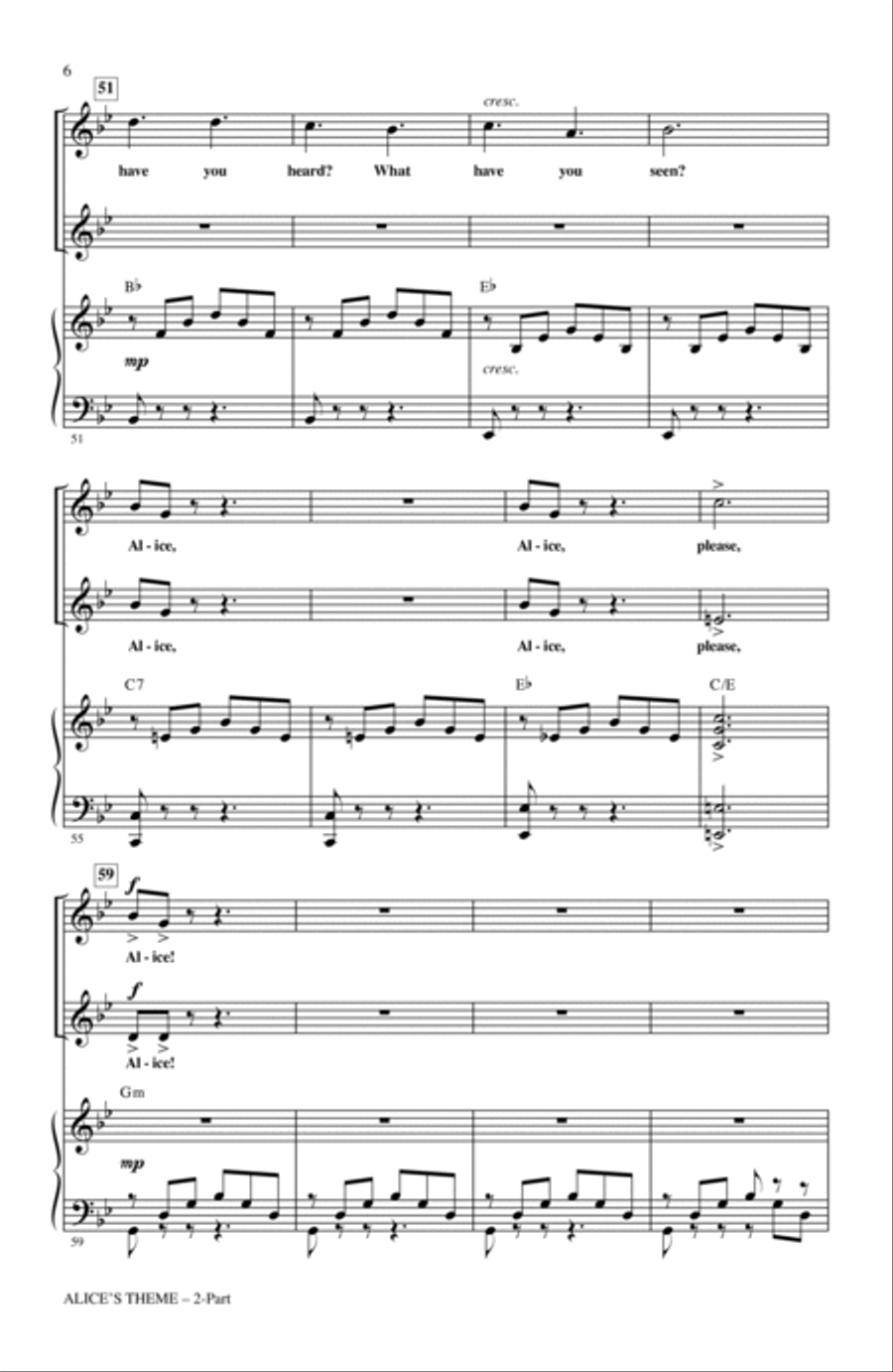Alice's Theme (from Alice In Wonderland) (arr. Mac Huff) 2-Part scores gallery preview page 5