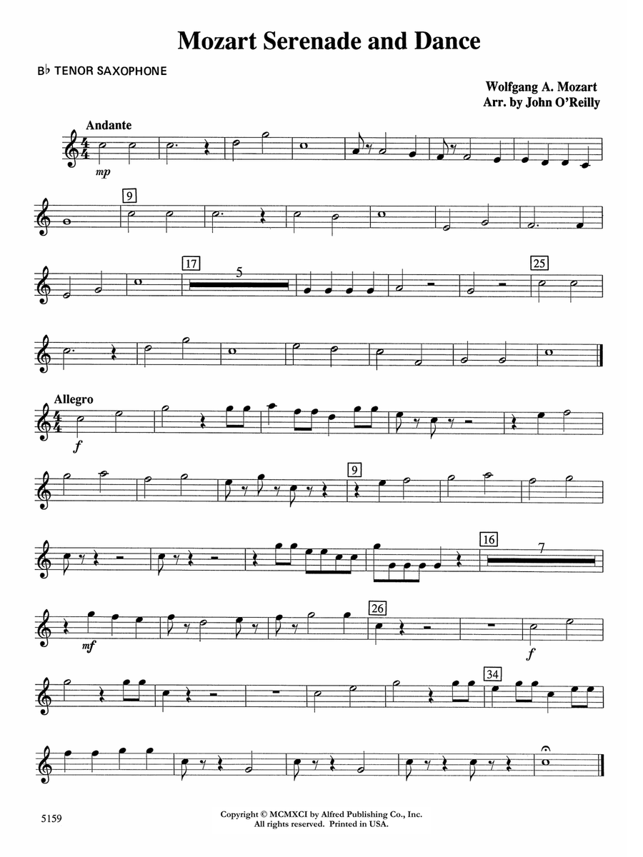 Mozart Serenade and Dance: B-flat Tenor Saxophone