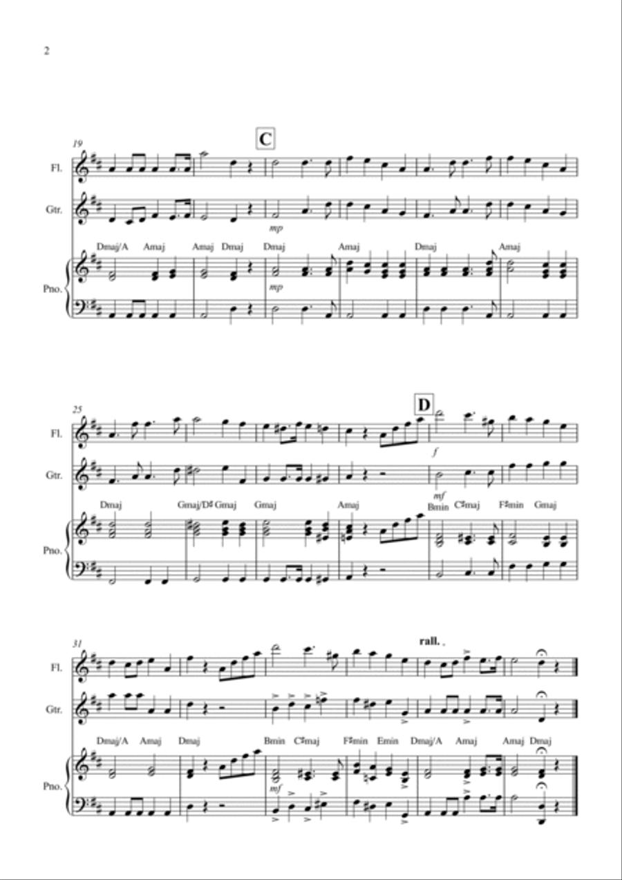 Wedding March (from A Midsummer Night's Dream) for Flute and Guitar Duet Flute scores gallery preview page 2