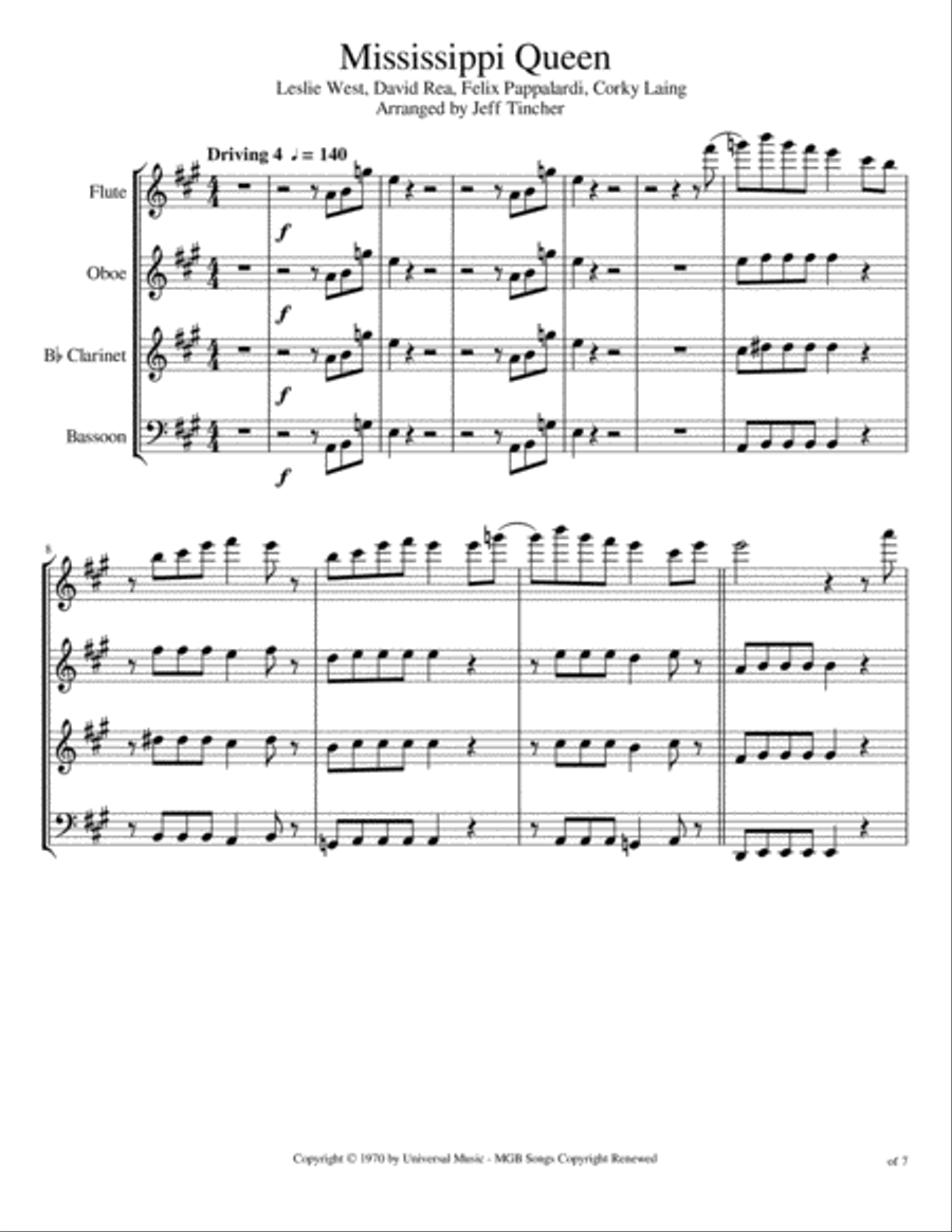 Mississippi Queen Mississippi Queen Woodwind Quartet scores gallery preview page 2