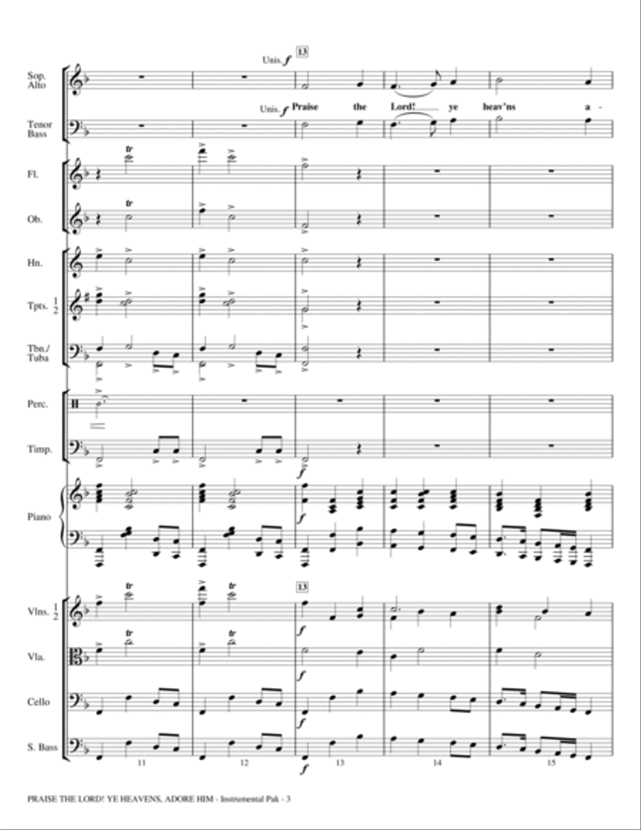 Praise The Lord! Ye Heavens, Adore Him - Full Score Choir scores gallery preview page 3