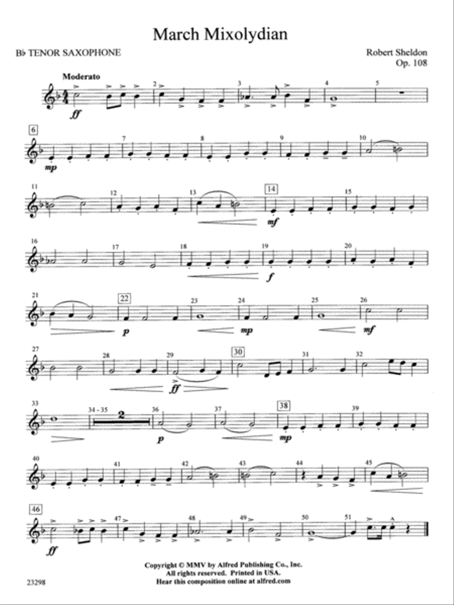 March Mixolydian: B-flat Tenor Saxophone Concert Band scores gallery preview page 1
