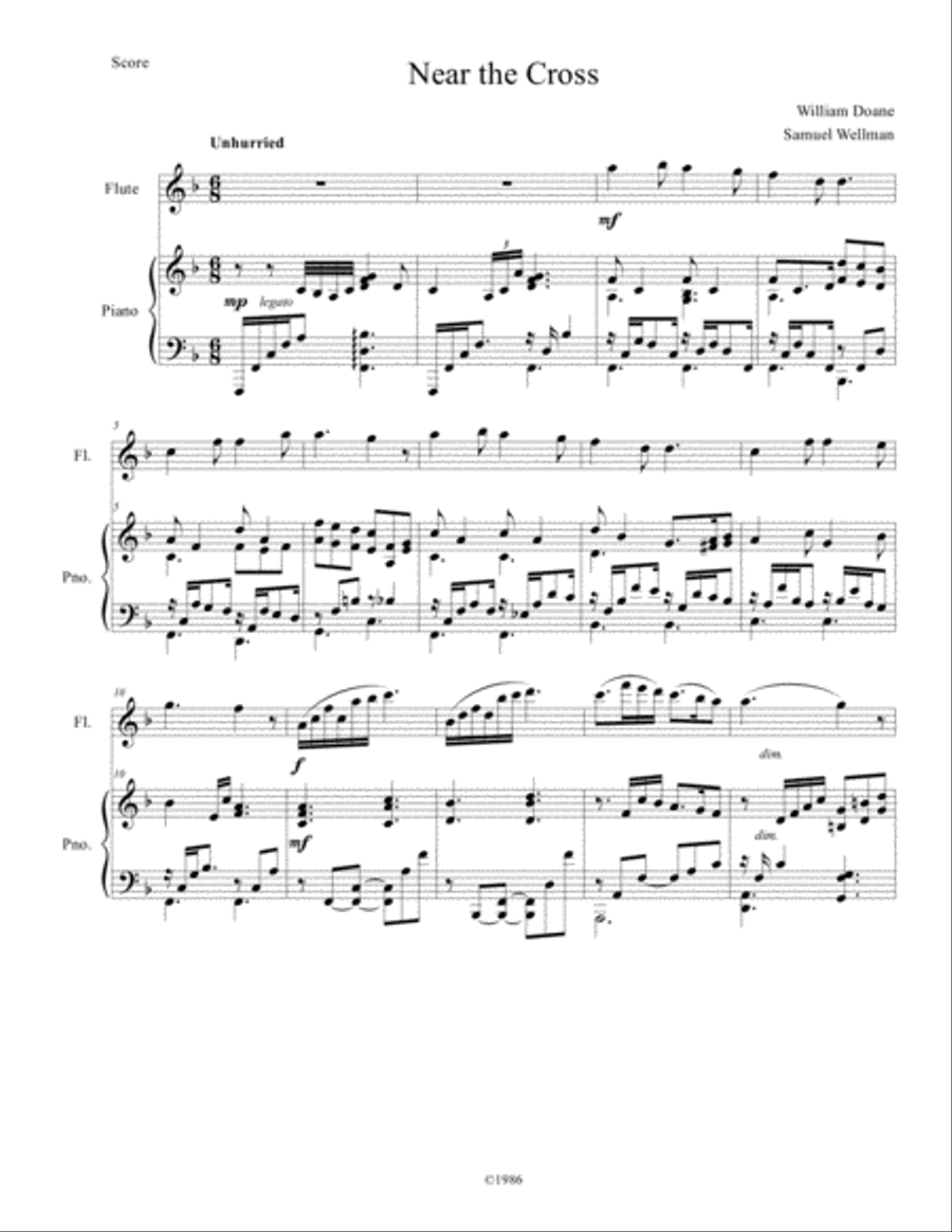 Near the Cross Flute Solo scores gallery preview page 1