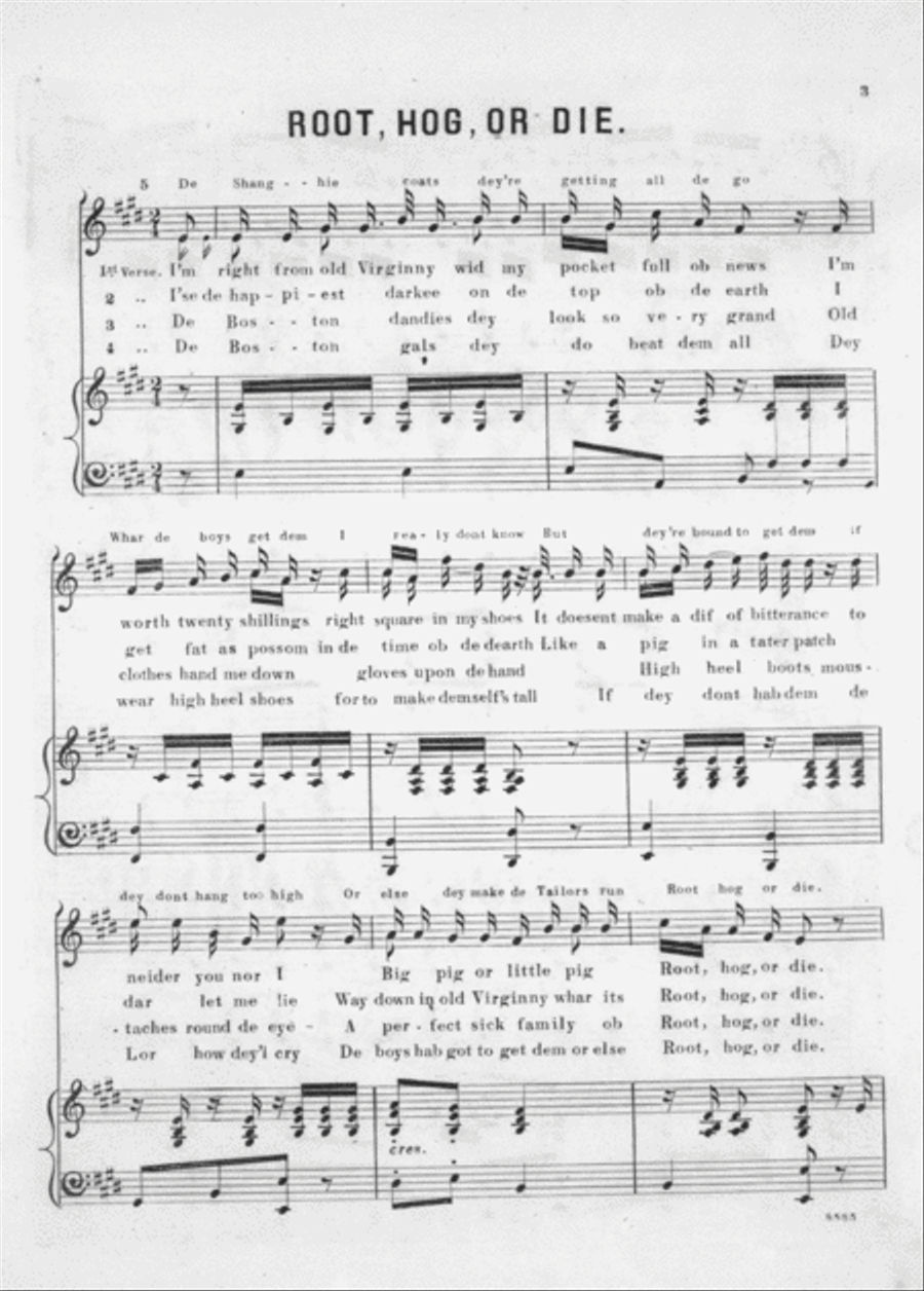 Root, Hog, or Die. Song and Chorus Choir scores gallery preview page 1