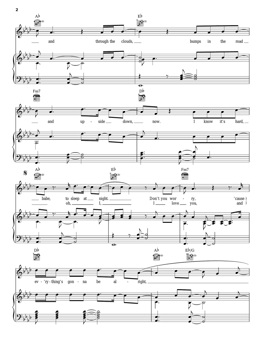 Be Alright Piano, Vocal, Guitar scores gallery preview page 2