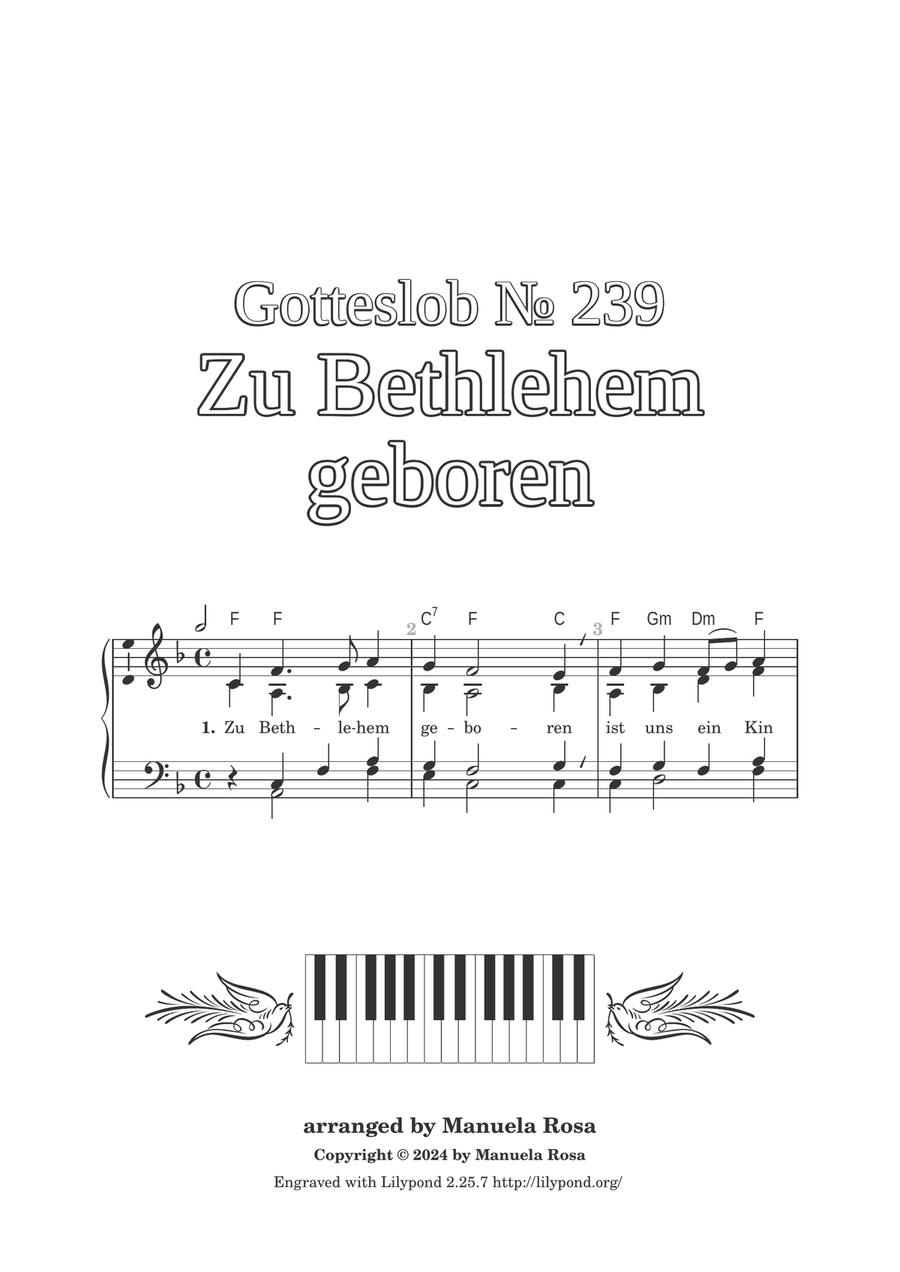 Zu Bethlehem geboren (Gotteslob 239) Piano Solo scores gallery preview page 2