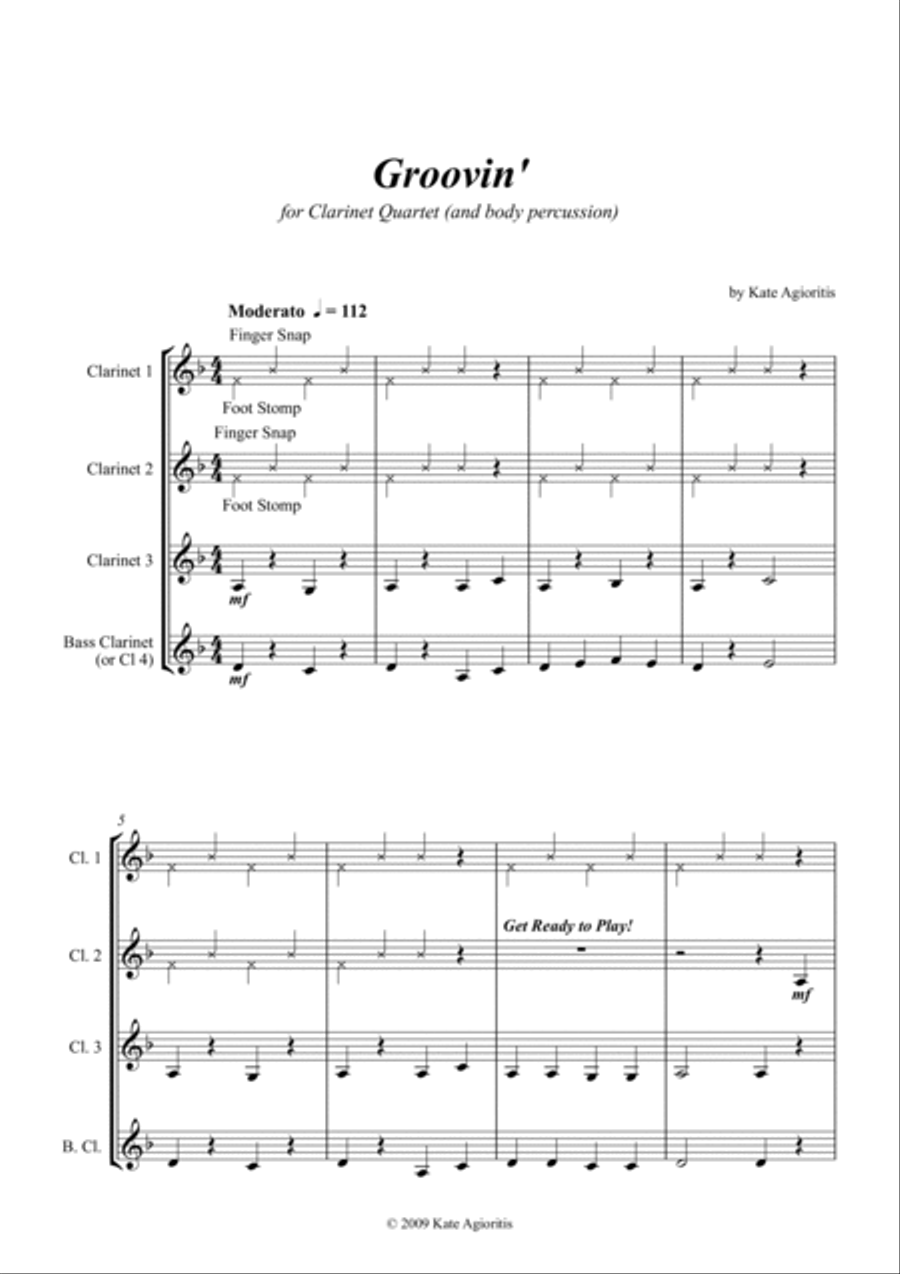 Groovin' - for Young Clarinet Quartet Clarinet Quartet scores gallery preview page 5