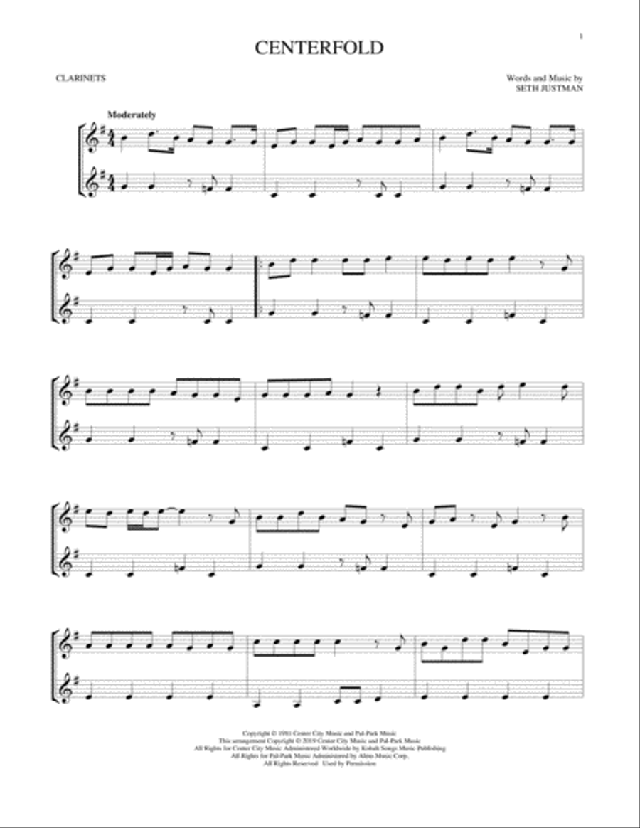 Centerfold Clarinet Duet scores gallery preview page 1