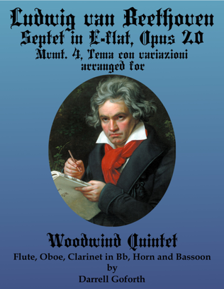 Book cover for Beethoven: Septet in E-flat Major arranged for Woodwind Quintet, Mvmt. 4, Theme and Variations