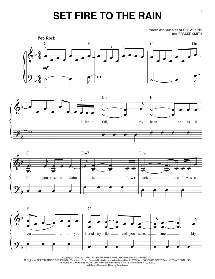 Set Fire To The Rain Voice scores gallery preview page 1