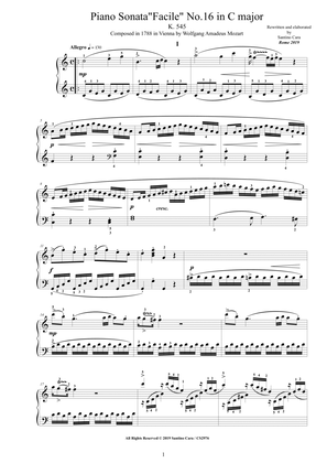 Mozart - Piano Sonata 'Facile' No.16 in C major K 545 - Complete score