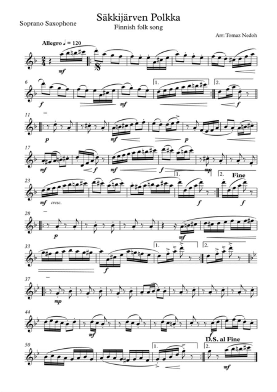 Säkkijärven Polkka for Saxophone Quartet Saxophone Quartet scores gallery preview page 3