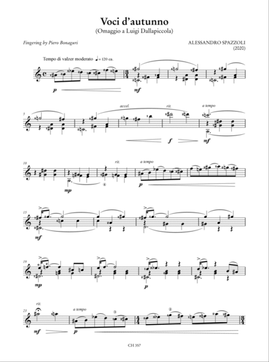 Homage to Luigi Dallapiccola. An Anthology of Contemporary Music for Guitar (Cattaneo, Cebic, Gambelli, Mandonico, Reghezza, Simoni, Spazzoli, Vezzoli). Preface by Mario Ruffini Acoustic Guitar scores gallery preview page 8