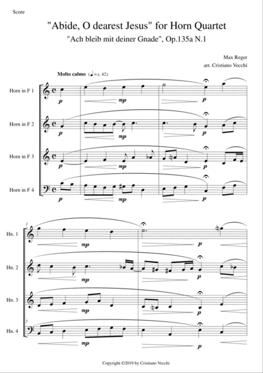 "Abide, O dearest Jesus" for Horn Quartet