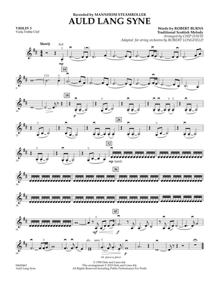 Auld Lang Syne - Violin 3 (Viola Treble Clef)