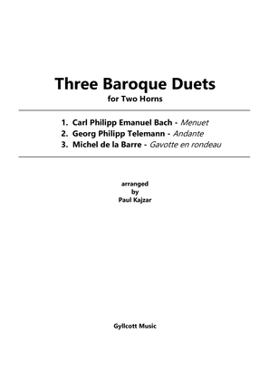 Book cover for Three Baroque Duets for Two Horns