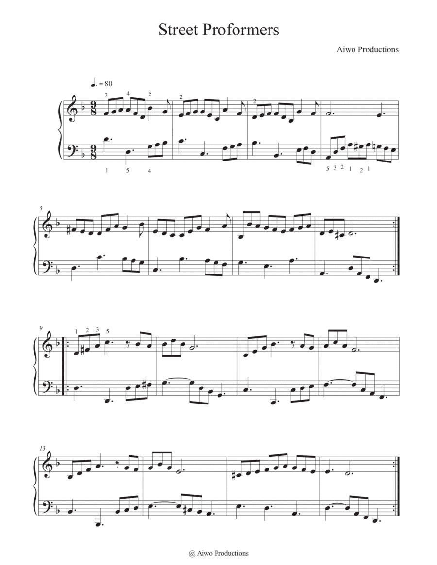 Street Performers Piano Solo scores gallery preview page 1