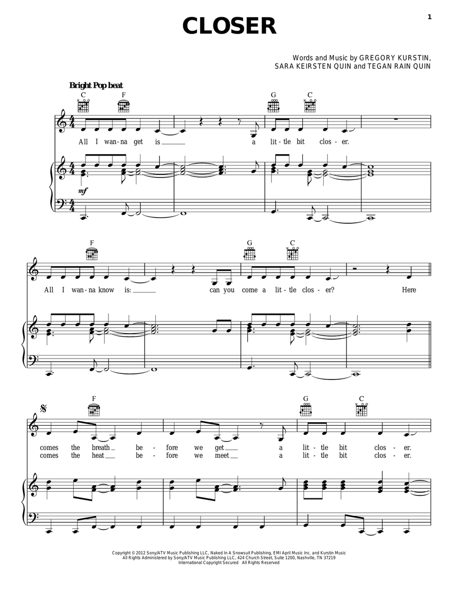 Closer Closer Acoustic Guitar scores gallery preview page 1