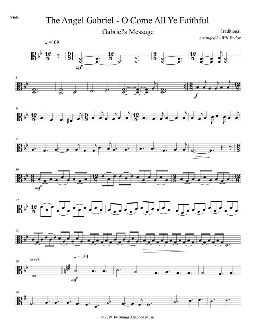 Angel Gabriel - O Come All Ye Faithful String Quartet scores gallery preview page 2