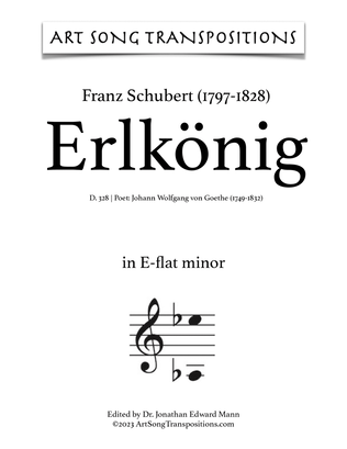 Book cover for SCHUBERT: Erlkönig, D. 328 (transposed to E-flat minor and D minor)