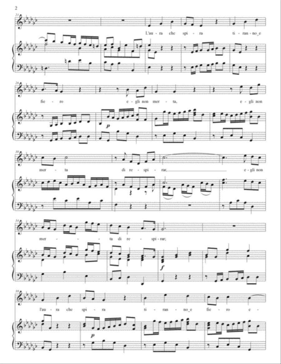 HANDEL: L’aura che spira tiranno e fiero (transposed to E-flat minor) Voice scores gallery preview page 3