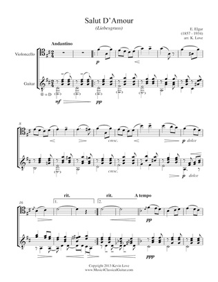 Salut D'Amour (Cello and Guitar) - Score and Parts