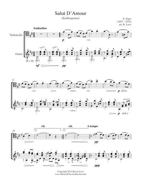 Salut D'Amour (Cello and Guitar) - Score and Parts image number null