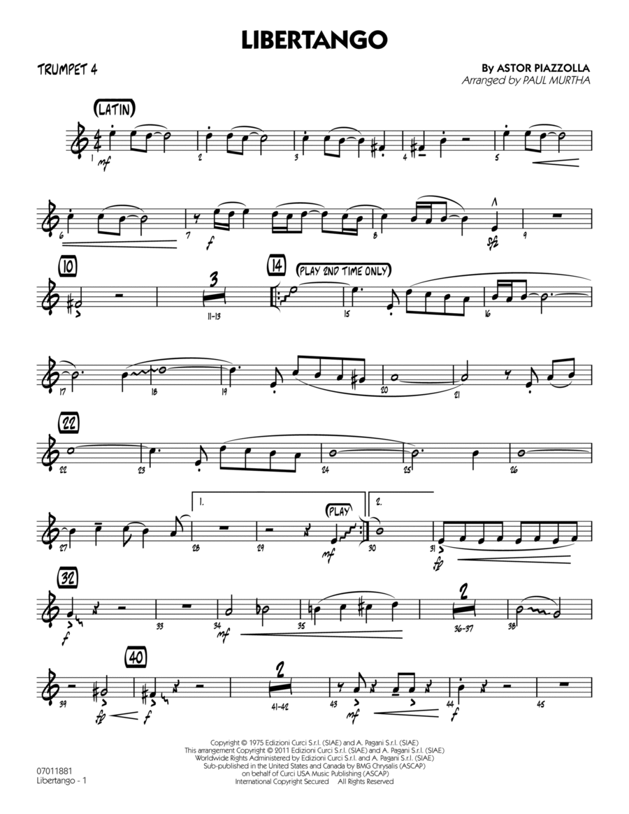 Libertango - Trumpet 4 Jazz Ensemble scores gallery preview page 1