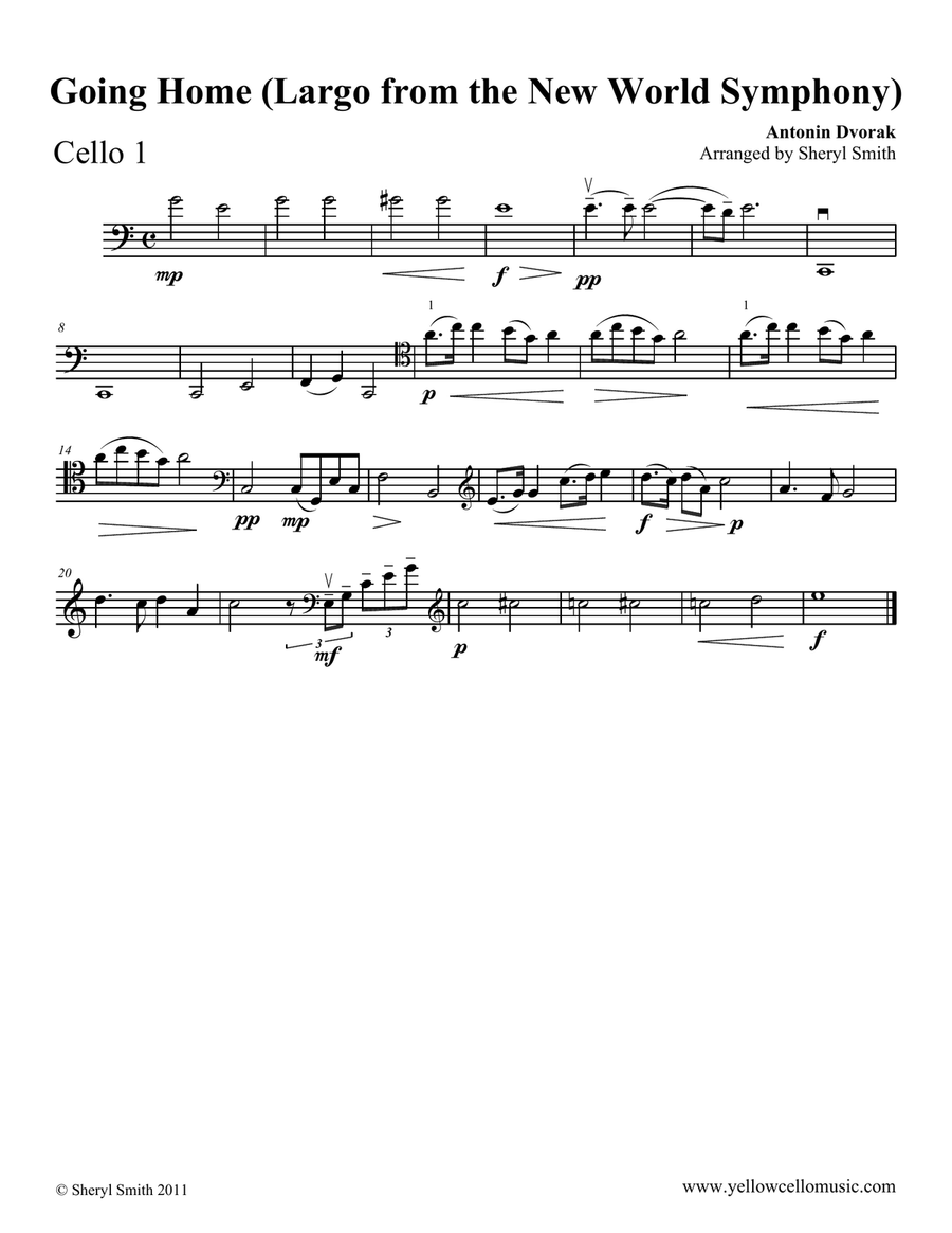 Going Home (Largo – Theme from New World Symphony) for cello quartet (four cellos) String Orchestra scores gallery preview page 3