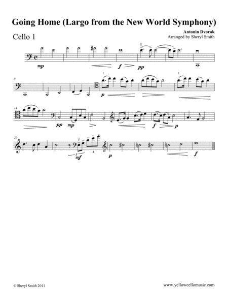 Going Home (Largo – Theme from New World Symphony) for cello quartet (four cellos)