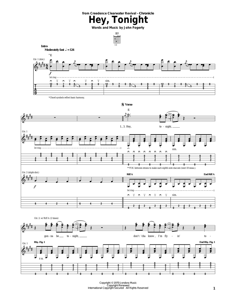 Hey, Tonight Acoustic Guitar scores gallery preview page 1