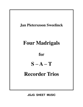 Book cover for Four Sweelinck Madrigals for SAT Recorder Trios