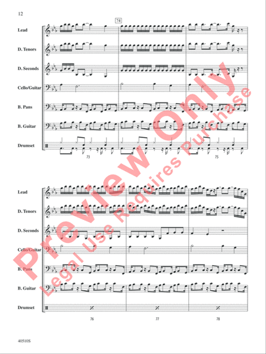Europa (Earth's Cry Heaven's Smile) Steel Drum Band scores gallery preview page 13