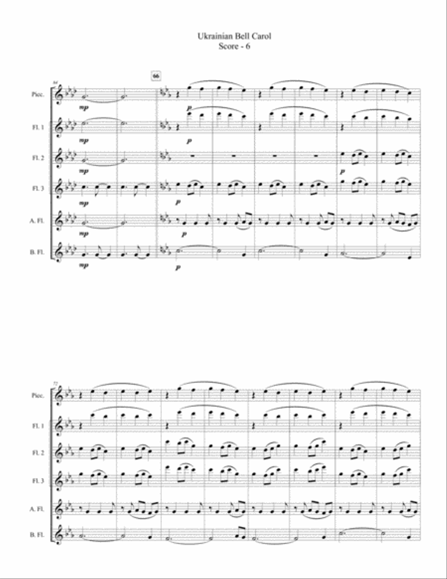 Ukrainian Bell Carol for Flute Choir image number null