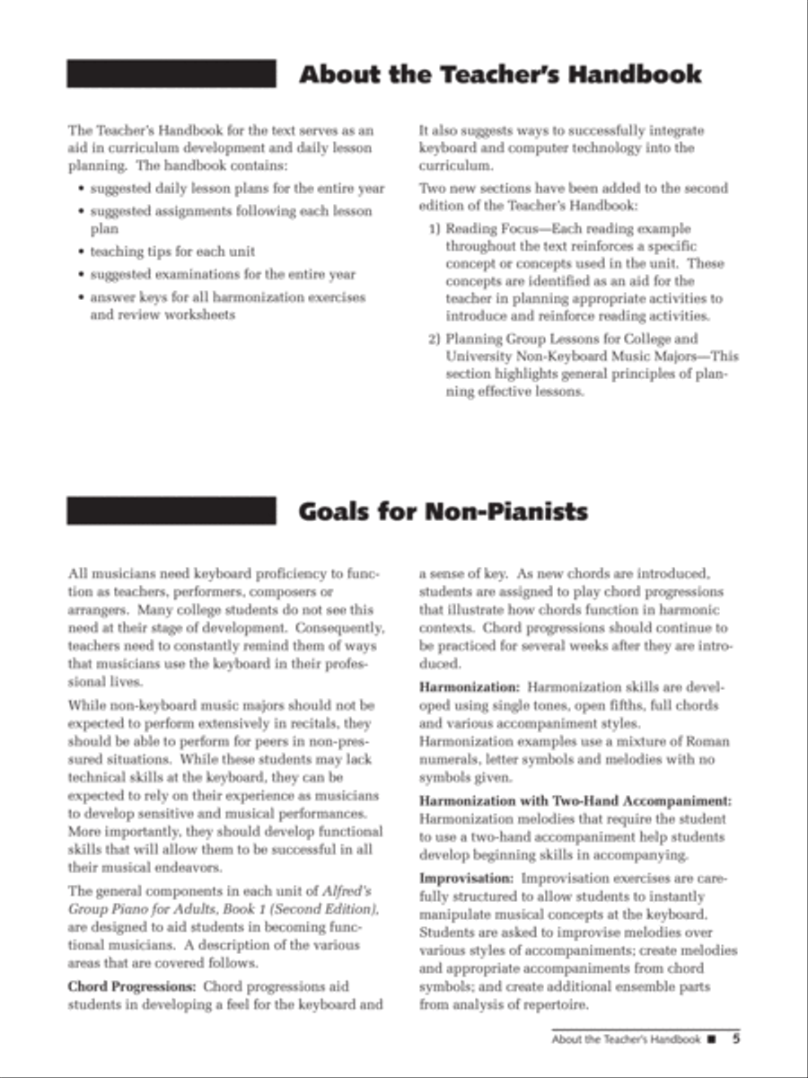 Alfred's Group Piano for Adults Teacher's Handbook, Book 1