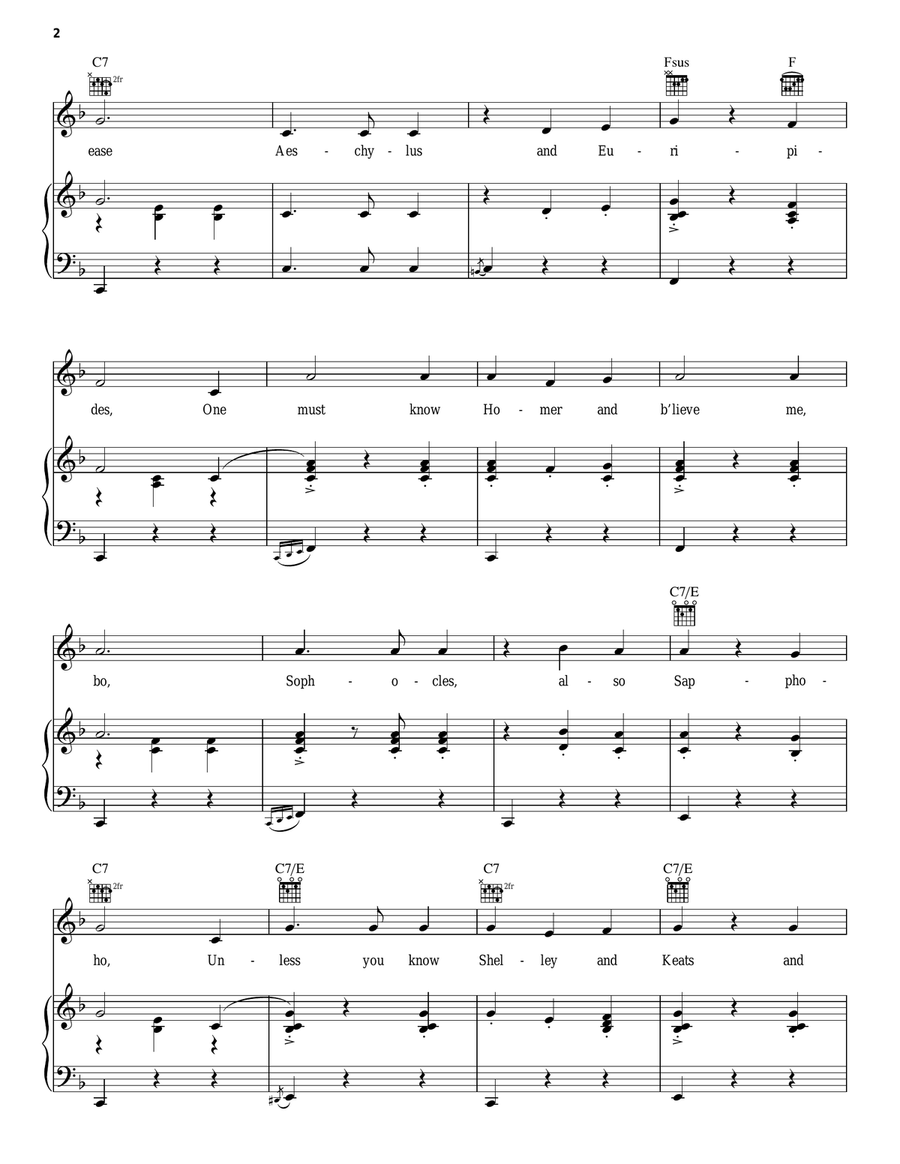 Brush Up Your Shakespeare (from Kiss Me, Kate) Piano, Vocal, Guitar scores gallery preview page 2