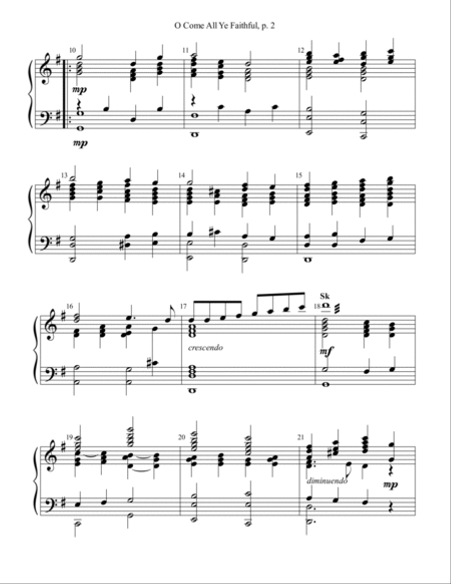 O Come All Ye Faithful Handbell Choir scores gallery preview page 2
