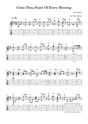 Come Thou Fount of Every Blessing (Solo Guitar)
