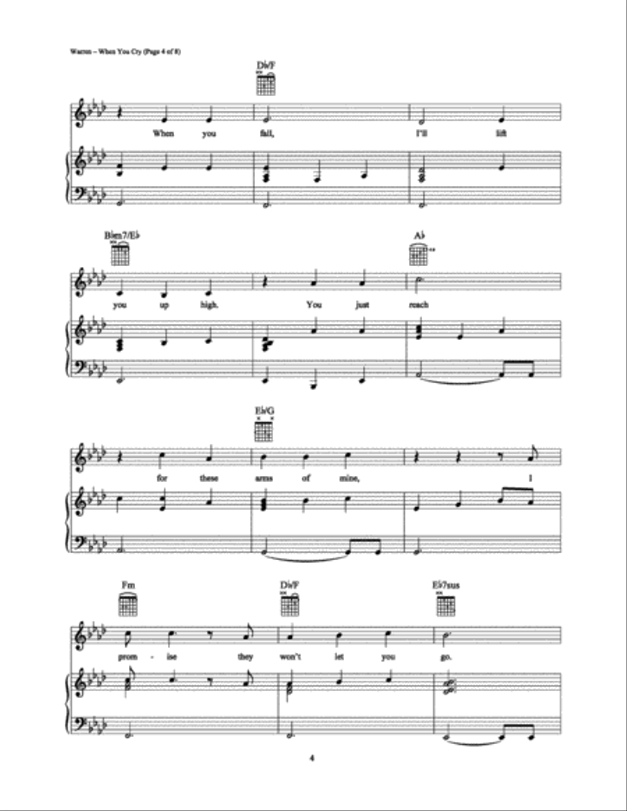 When You Cry Piano, Vocal, Guitar scores gallery preview page 4