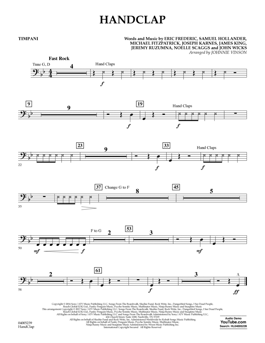HandClap - Timpani Concert Band scores gallery preview page 1