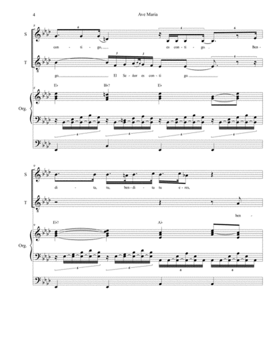 Ave Maria (Spanish Lyrics - Duet for Soprano & Tenor Solo - Medium Key - Organ) image number null