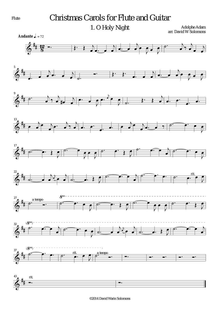 Christmas Carols for flute and guitar O Holy Night Flute scores gallery preview page 5