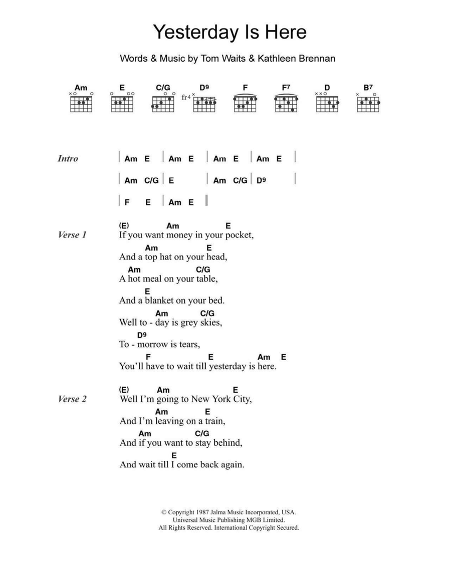 Yesterday Is Here Easy Guitar scores gallery preview page 1