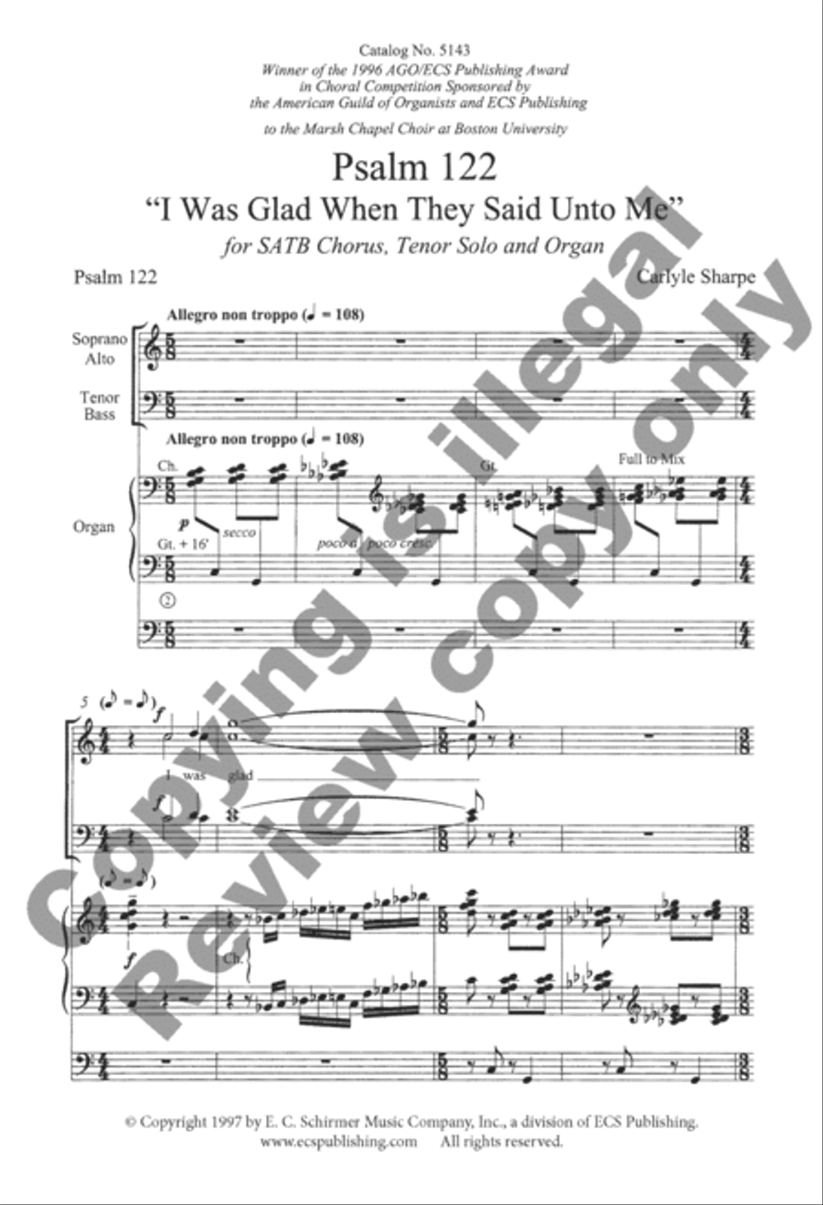 Psalm 122 (I Was Glad When They Said Unto Me) 4-Part scores gallery preview page 12